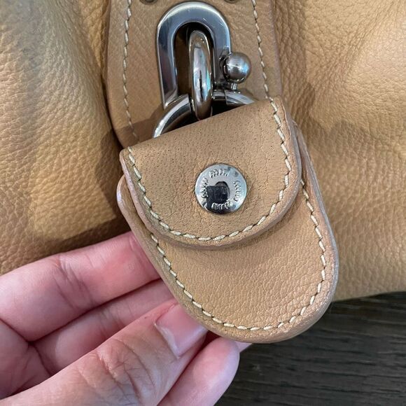 MIU MIU Lambskin Leather Tan Zip Top Satchel Shoulder Bag with Coin Purse sz M - Picture 10 of 13
